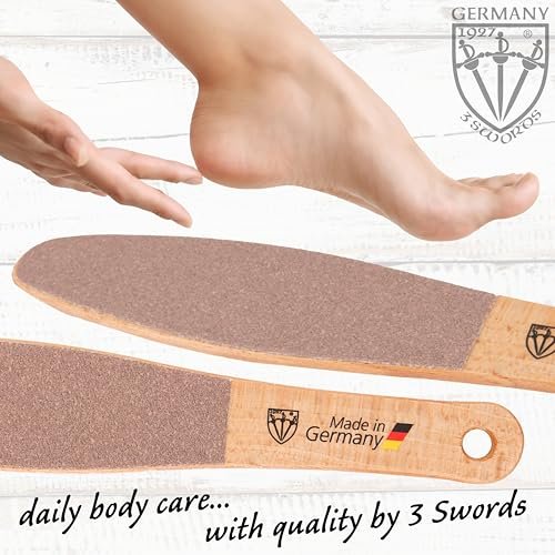 3 Swords Germany Premium Foot File – Natural Beech Wood, Dual-Sided for Smooth & Rough Callus Removal, Made in Germany Avelisse