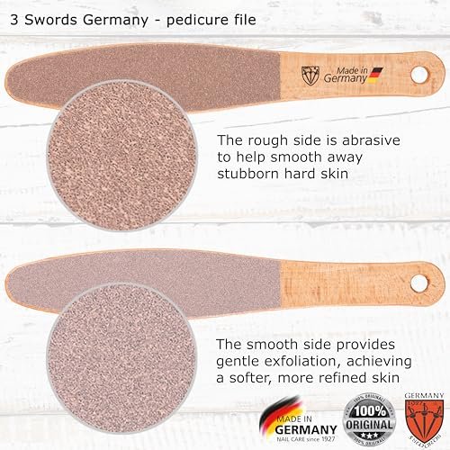3 Swords Germany Premium Foot File – Natural Beech Wood, Dual-Sided for Smooth & Rough Callus Removal, Made in Germany Avelisse
