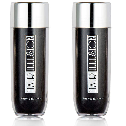 Hair Illusion Black Real Hair Fibers for Thinning Hair – 100% Natural Texture, Non-Synthetic – Bald Spot Cover Up for Women & Men – 38 Gram (Pack of 2) Avelisse