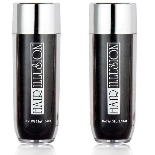 Hair Illusion Black Real Hair Fibers for Thinning Hair – 100% Natural Texture, Non-Synthetic – Bald Spot Cover Up for Women & Men – 38 Gram (Pack of 2) Avelisse
