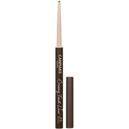 CANMAKE Creamy Touch Liner 03 Dark Brown - Smooth, Smudge-Proof Eyeliner Pencil for Waterline & Sensitive Eyes