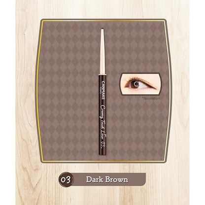 CANMAKE Creamy Touch Liner 03 Dark Brown - Smooth, Smudge-Proof Eyeliner Pencil for Waterline & Sensitive Eyes
