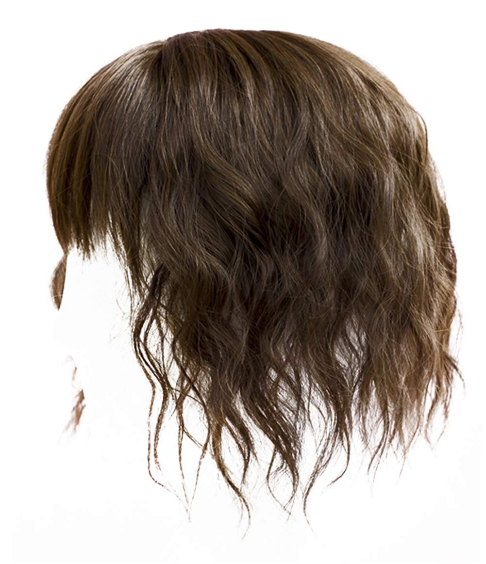 LXUE Curly Hair Topper with Bangs for Women – 10" Light Brown Synthetic Clip-In Hairpiece for Thinning Hair - görsel 1