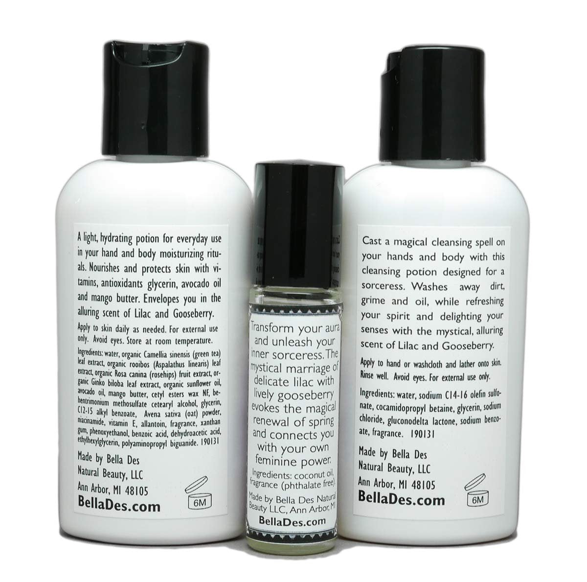 Lilac & Gooseberry Gift Set | Perfume with Travel Size Lotion and Body Wash | Yennefer Scent of a Sorceress by Bella Des Natural Beauty - görsel 9