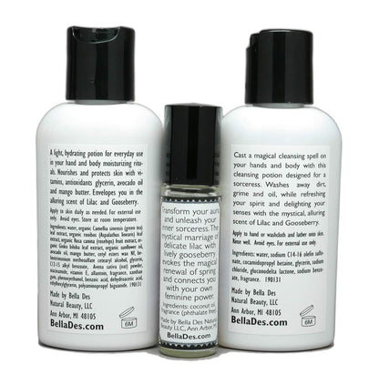 Lilac & Gooseberry Gift Set | Perfume with Travel Size Lotion and Body Wash | Yennefer Scent of a Sorceress by Bella Des Natural Beauty