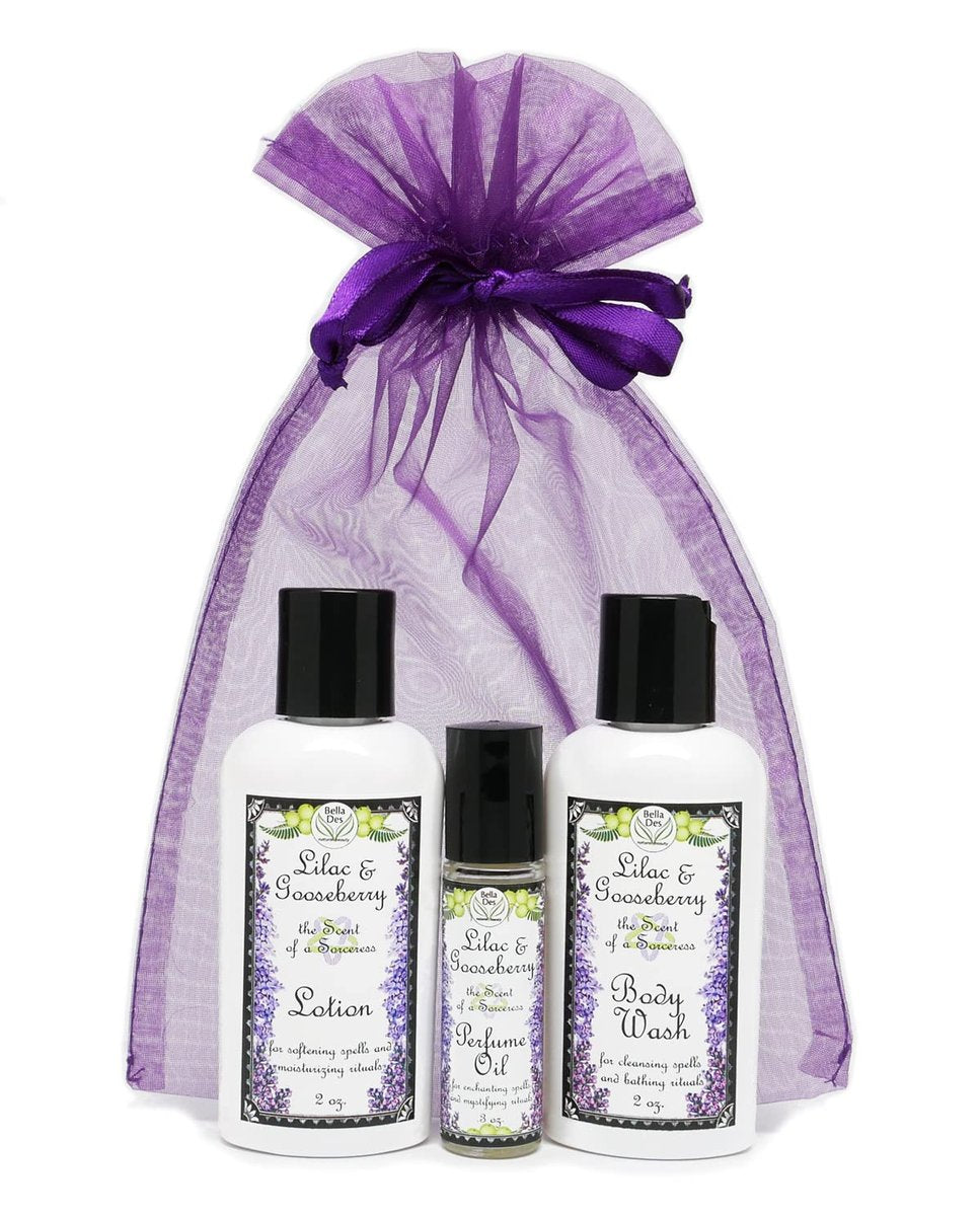Lilac & Gooseberry Gift Set | Perfume with Travel Size Lotion and Body Wash | Yennefer Scent of a Sorceress by Bella Des Natural Beauty - görsel 1