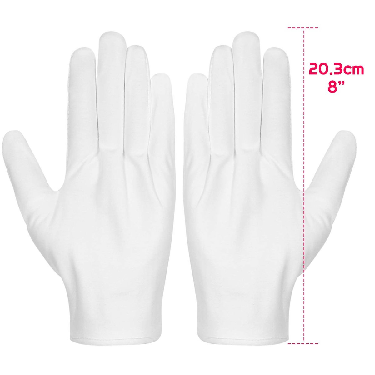 Selizo Cotton Gloves 3 Pairs - White Moisturizing Gloves for Dry Hands, Eczema, Serving, Archival, Jewelry, Silver Inspection - görsel 5