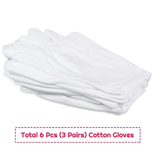 Selizo Cotton Gloves 3 Pairs - White Moisturizing Gloves for Dry Hands, Eczema, Serving, Archival, Jewelry, Silver Inspection - görsel 4