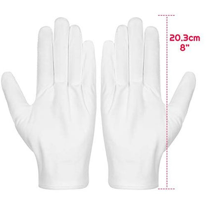 Selizo Cotton Gloves 3 Pairs - White Moisturizing Gloves for Dry Hands, Eczema, Serving, Archival, Jewelry, Silver Inspection