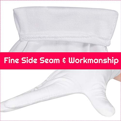 Selizo Cotton Gloves 3 Pairs - White Moisturizing Gloves for Dry Hands, Eczema, Serving, Archival, Jewelry, Silver Inspection - görsel 8