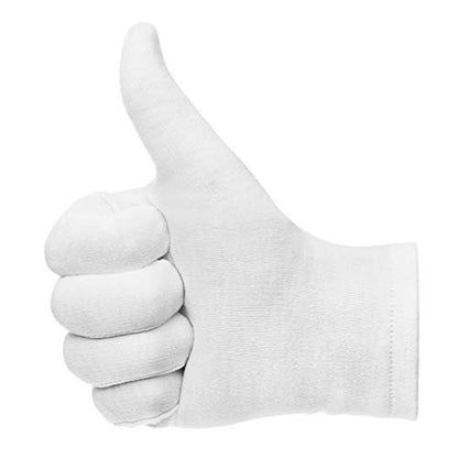 Selizo Cotton Gloves 3 Pairs - White Moisturizing Gloves for Dry Hands, Eczema, Serving, Archival, Jewelry, Silver Inspection