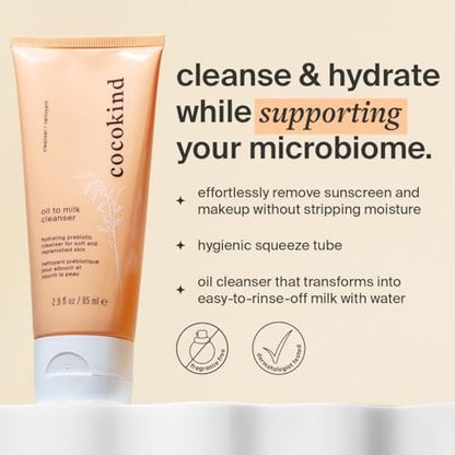 Cocokind Oil to Milk Face Wash – Gentle Oil Based Cleanser & Makeup Remover for All Skin Types