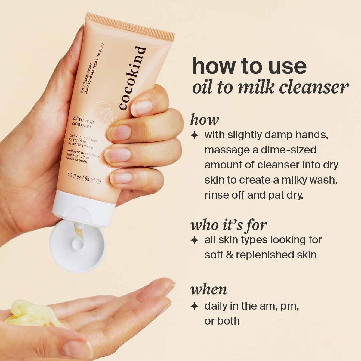 Cocokind Oil to Milk Face Wash – Gentle Oil Based Cleanser & Makeup Remover for All Skin Types - görsel 5