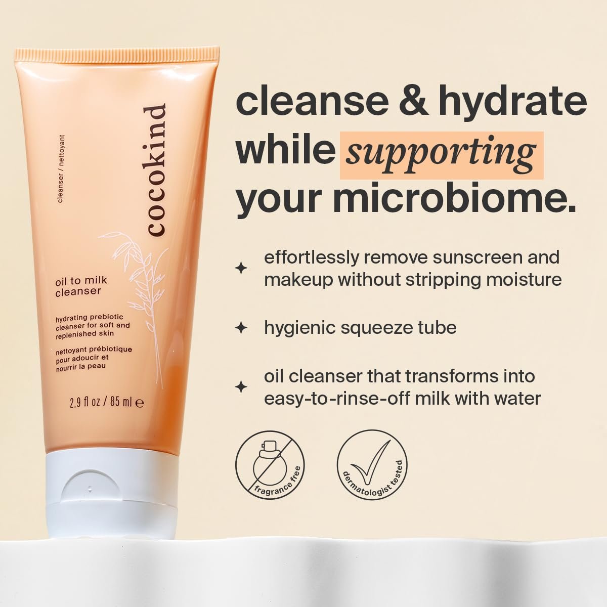 Cocokind Oil to Milk Face Wash – Gentle Oil Based Cleanser & Makeup Remover for All Skin Types - görsel 3