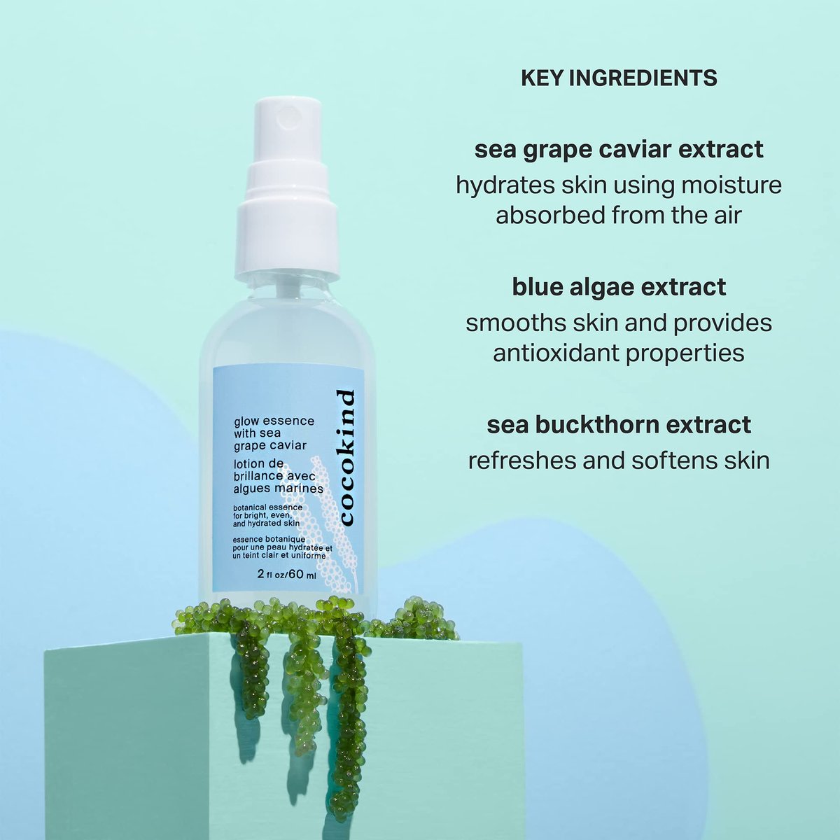 Cocokind Glow Essence with Sea Grape Caviar – Hydrating Face Mist & Primer, Moisturizer with Sea Buckthorn & Vitamin E Avelisse