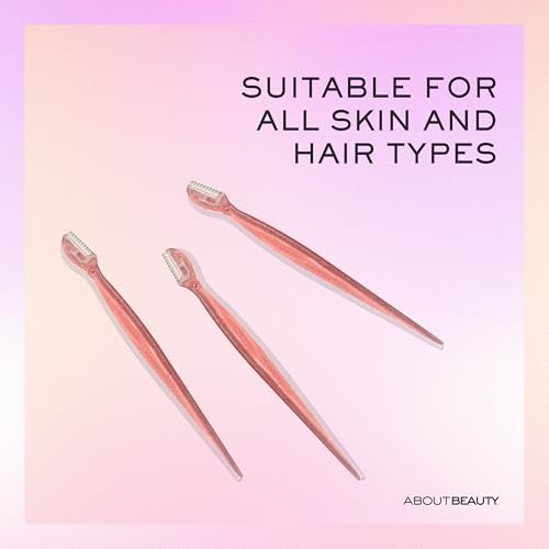 About Face Facial Razor & Eyebrow Shaper (3 Ct) - Removes Peach Fuzz & Shapes Eyebrows - Stainless Steel, Pink - görsel 12