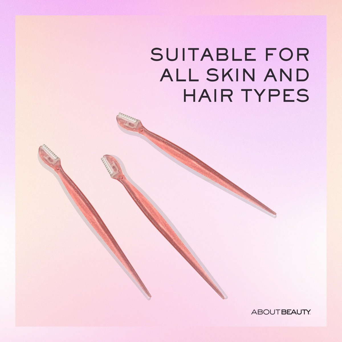 About Face Facial Razor & Eyebrow Shaper (3 Ct) - Removes Peach Fuzz & Shapes Eyebrows - Stainless Steel, Pink - görsel 11