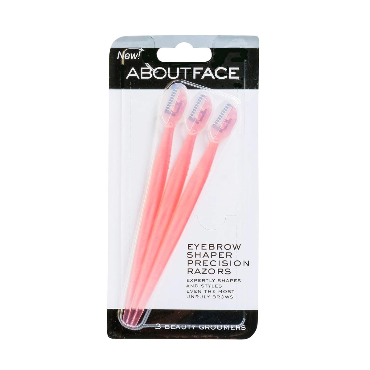 About Face Facial Razor & Eyebrow Shaper (3 Ct) - Removes Peach Fuzz & Shapes Eyebrows - Stainless Steel, Pink - görsel 1