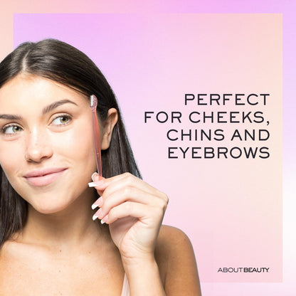 About Face Facial Razor & Eyebrow Shaper (3 Ct) - Removes Peach Fuzz & Shapes Eyebrows - Stainless Steel, Pink