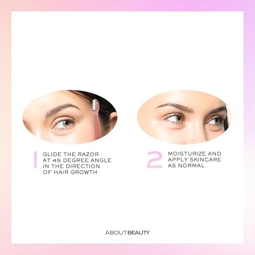 About Face Facial Razor & Eyebrow Shaper (3 Ct) - Removes Peach Fuzz & Shapes Eyebrows - Stainless Steel, Pink - görsel 10