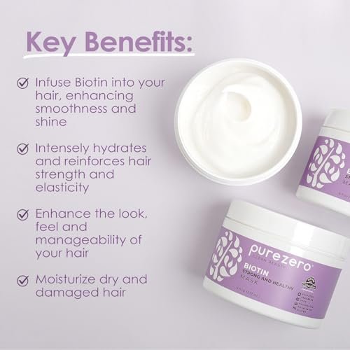 PureZero Biotin Strengthening Hair Mask 8 oz – Nourishing, Moisturizing, & Repairing for Stronger, Healthier Hair - görsel 4