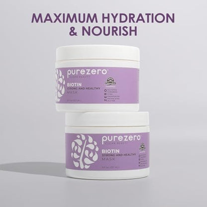 PureZero Biotin Strengthening Hair Mask 8 oz – Nourishing, Moisturizing, & Repairing for Stronger, Healthier Hair
