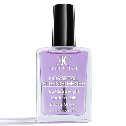 Ellie Chase Horsetail Nail Strengthener & Growth Treatment – Clear Formula, 0.5 oz – Repair Splits, Breaks, Thin, Weak, Chipped, Damaged, Cracked, Peeling Nails – Grow Strong, Hard, Thicker Nails