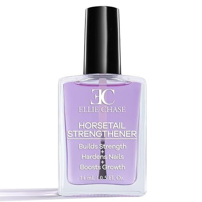 Ellie Chase Horsetail Nail Strengthener & Growth Treatment – Clear Formula, 0.5 oz – Repair Splits, Breaks, Thin, Weak, Chipped, Damaged, Cracked, Peeling Nails – Grow Strong, Hard, Thicker Nails