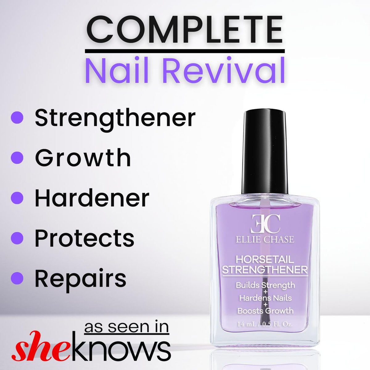 Ellie Chase Horsetail Nail Strengthener & Growth Treatment – Clear Formula, 0.5 oz – Repair Splits, Breaks, Thin, Weak, Chipped, Damaged, Cracked, Peeling Nails – Grow Strong, Hard, Thicker Nails - görsel 5