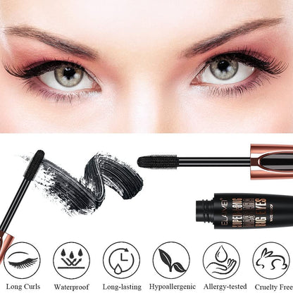 2-Pack SKINOSM 4D Silk Fiber Lash Mascara – Natural Waterproof Volume & Length for Sensitive Eyes