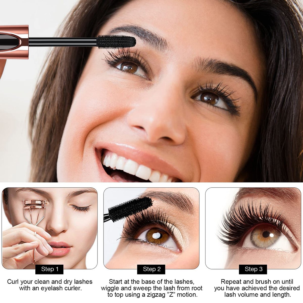 2-Pack SKINOSM 4D Silk Fiber Lash Mascara – Natural Waterproof Volume & Length for Sensitive Eyes - görsel 9