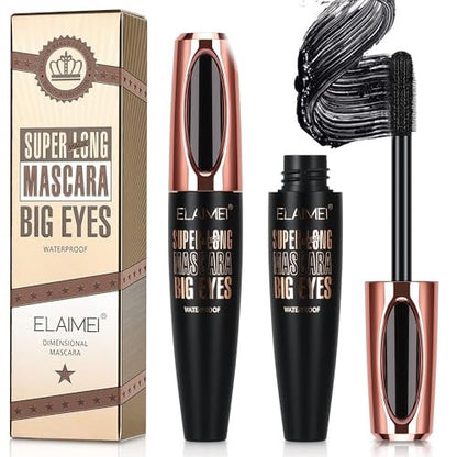 2-Pack SKINOSM 4D Silk Fiber Lash Mascara – Natural Waterproof Volume & Length for Sensitive Eyes