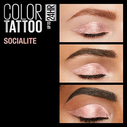 Maybelline Color Tattoo Waterproof Cream Eyeshadow - Socialite - Fade & Crease Resistant, Blendable, 0.14 oz