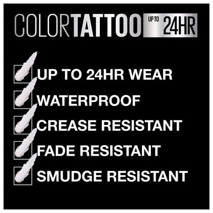 Maybelline Color Tattoo Waterproof Cream Eyeshadow - Socialite - Fade & Crease Resistant, Blendable, 0.14 oz