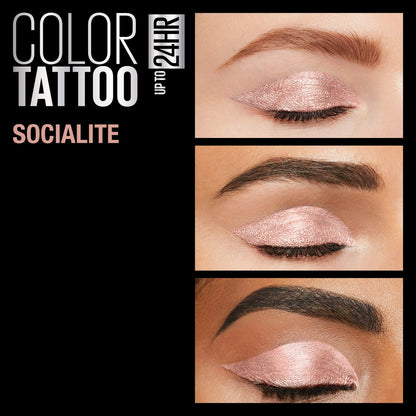 Maybelline Color Tattoo Waterproof Cream Eyeshadow - Socialite - Fade & Crease Resistant, Blendable, 0.14 oz