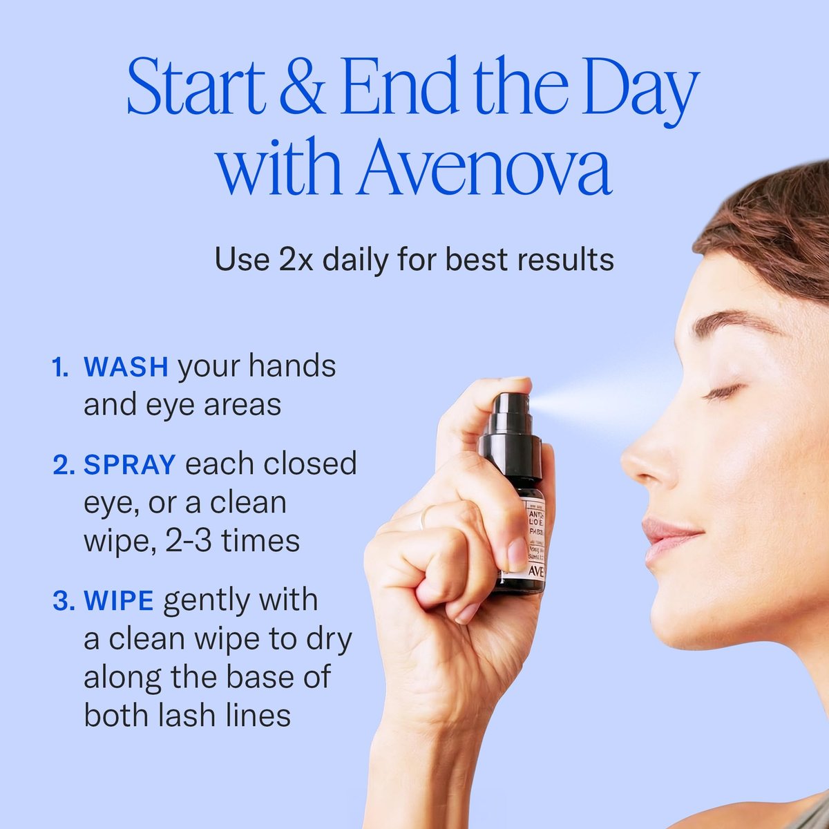 Avenova Eyelid and Eyelash Cleanser Spray - 20ml - Gentle Hypochlorous Acid for Eye Irritation Relief Avelisse