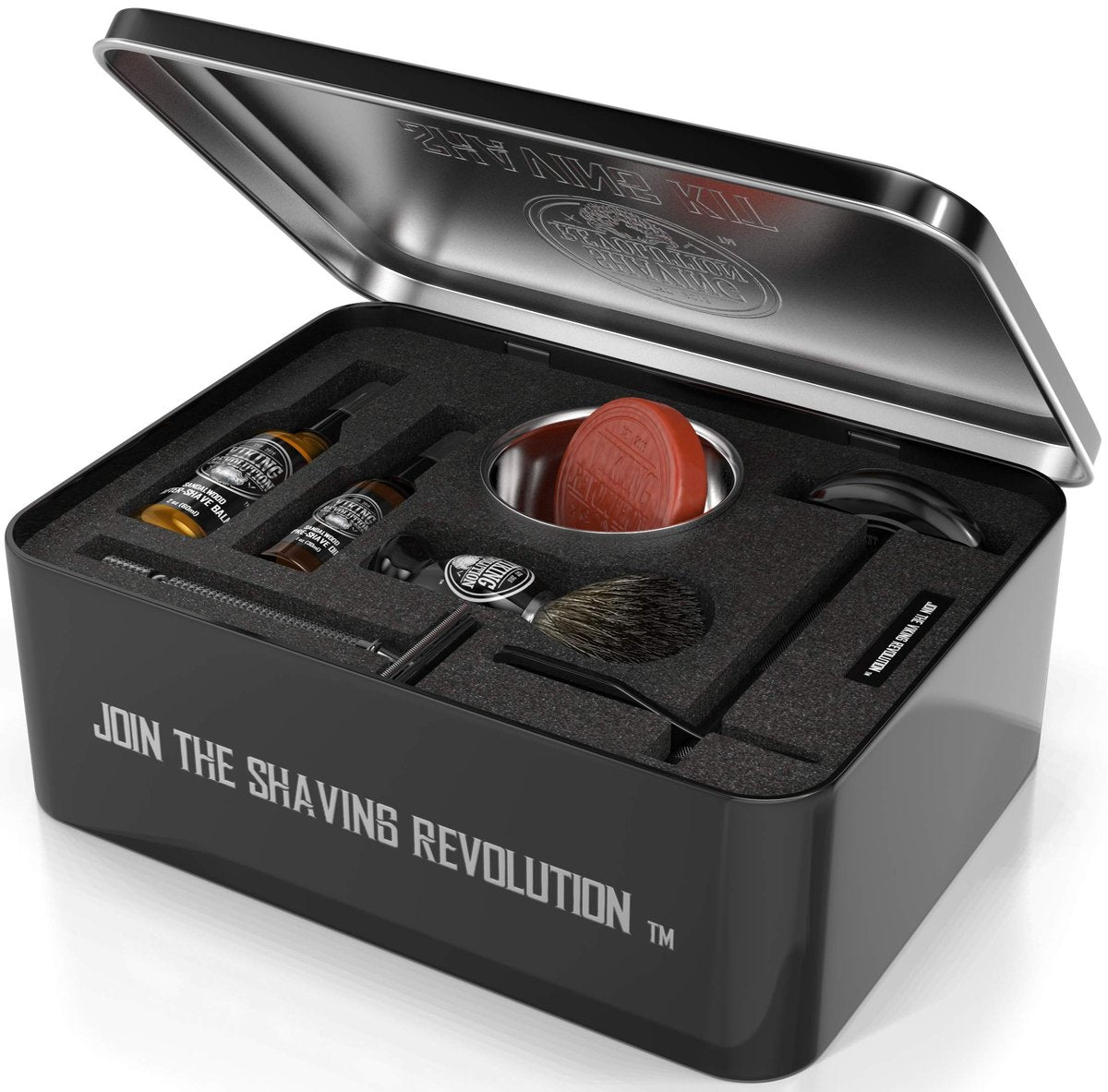 Viking Revolution Luxury Safety Razor Shaving Kit - 7 Piece Set with Double Edge Safety Razor, Stand, Bowl, After-Shave Balm, Pre-Shave Oil, Badger Brush - Black Wood Handle Avelisse