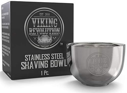 Viking Revolution Stainless Steel Shaving Soap Bowl - Double Layer Unbreakable Shaving Mug for Wet Shave (3.2" x 2.2")
