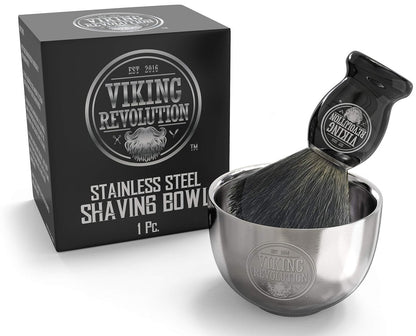 Viking Revolution Stainless Steel Shaving Soap Bowl - Double Layer Unbreakable Shaving Mug for Wet Shave (3.2" x 2.2")