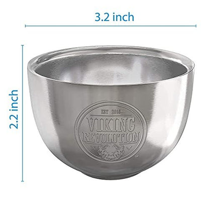 Viking Revolution Stainless Steel Shaving Soap Bowl - Double Layer Unbreakable Shaving Mug for Wet Shave (3.2" x 2.2")