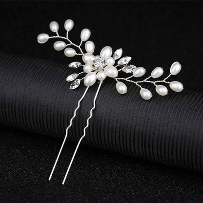 inSowni 30-Piece Silver Wedding Bridal Hair Side Combs & U-Shaped Hair Pins Set with Rhinestone Pearl Baby Breath White Flower Decorations Avelisse