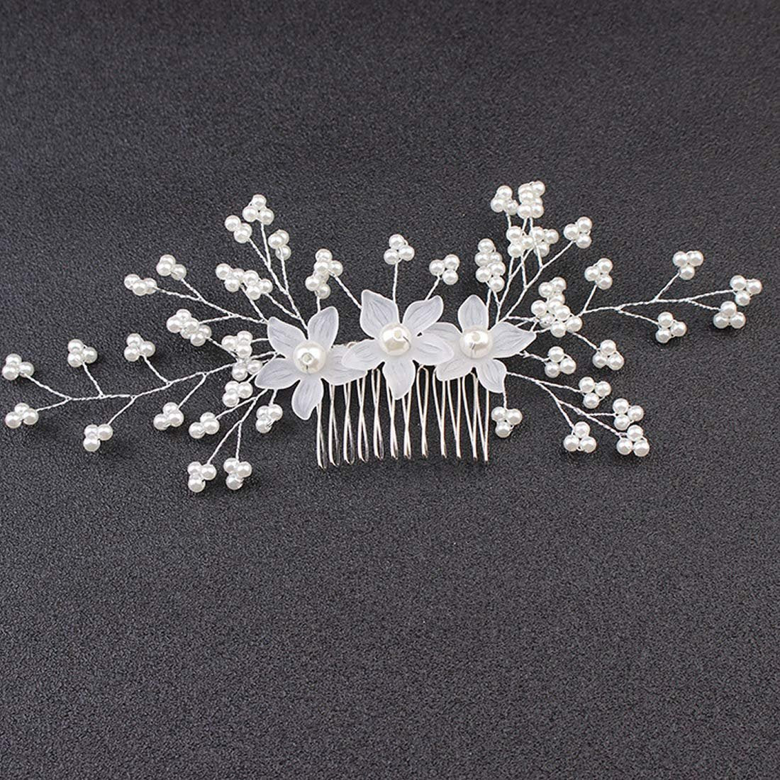 inSowni 30-Piece Silver Wedding Bridal Hair Side Combs & U-Shaped Hair Pins Set with Rhinestone Pearl Baby Breath White Flower Decorations Avelisse