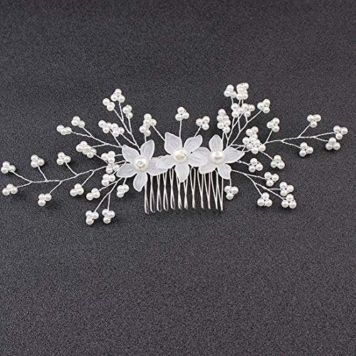 inSowni 30-Piece Silver Wedding Bridal Hair Side Combs & U-Shaped Hair Pins Set with Rhinestone Pearl Baby Breath White Flower Decorations Avelisse