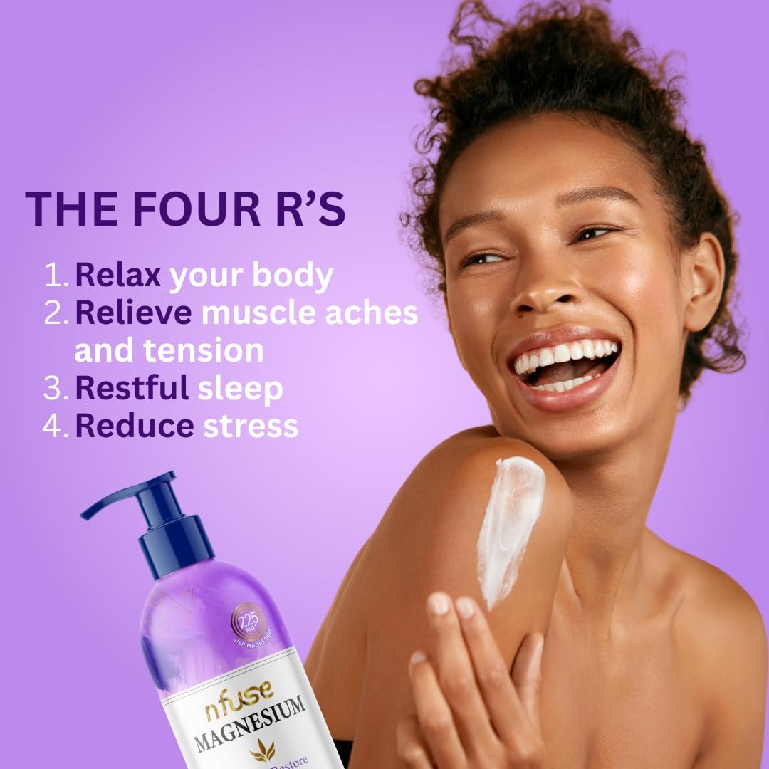 nfuse Magnesium Lotion - 225 mg USP Magnesium Chloride with Lavender Essential Oils - Fast Absorbing Calming Body Lotion for Stress Relief & Muscle Relaxation, 8 oz Avelisse