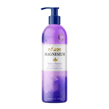 nfuse Magnesium Lotion - 225 mg USP Magnesium Chloride with Lavender Essential Oils - Fast Absorbing Calming Body Lotion for Stress Relief & Muscle Relaxation, 8 oz Avelisse