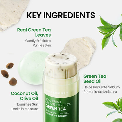 NEOGEN DERMALOGY Real Fresh Cleansing Stick Green Tea - Hydrating Makeup Remover & Blackhead Remover, Travel Size, 2.82 oz Avelisse