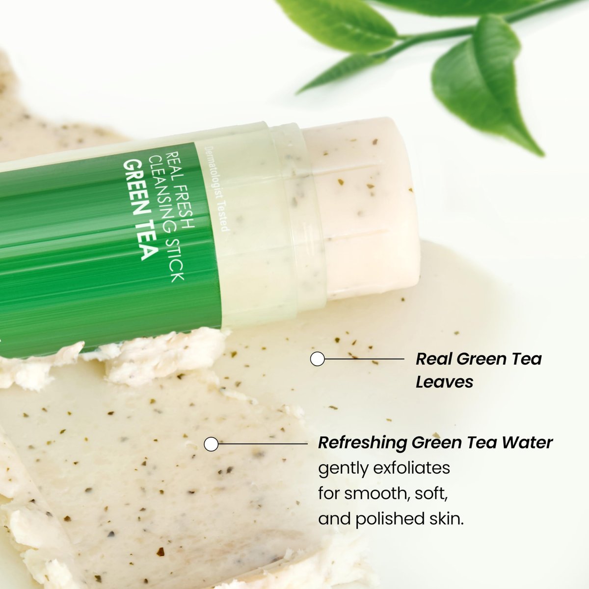 NEOGEN DERMALOGY Real Fresh Cleansing Stick Green Tea - Hydrating Makeup Remover & Blackhead Remover, Travel Size, 2.82 oz Avelisse