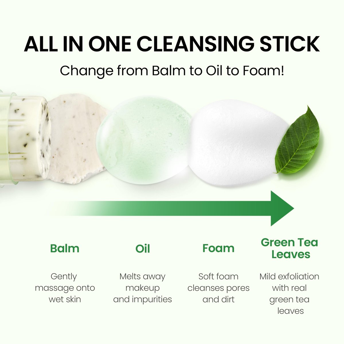 NEOGEN DERMALOGY Real Fresh Cleansing Stick Green Tea - Hydrating Makeup Remover & Blackhead Remover, Travel Size, 2.82 oz Avelisse