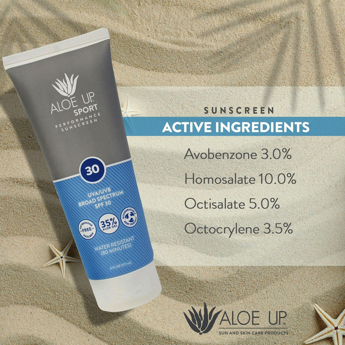 Aloe Up Sport Sunscreen Body Lotion SPF 30 – Broad Spectrum Sunblock with Hydrating Aloe Vera Gel – Non Greasy, No White Cast, Reef Friendly, Fragrance Free – 6 Fl Oz Avelisse