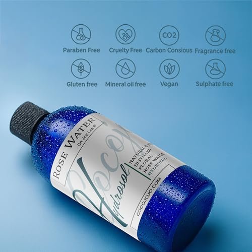 COCOJOJO Rose Hydrosol Water Spray Toner - 32 oz Natural Rosewater Face Mist for Hydration, All Skin Types, Bulk Refill Avelisse